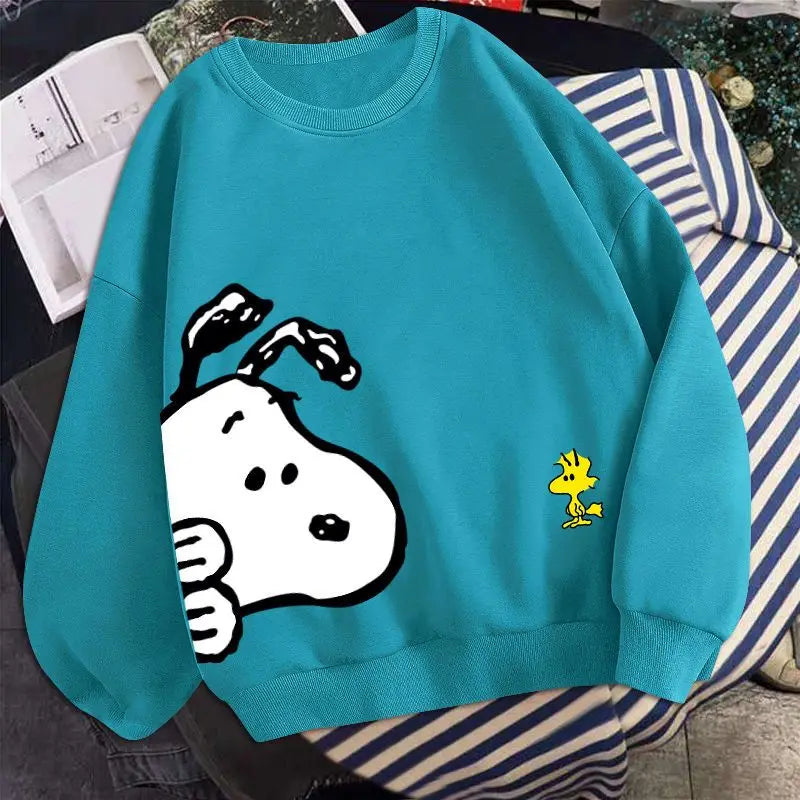 Snoopy Jungen- und Mädchenpullover mit dünnem Rundhalsausschnitt