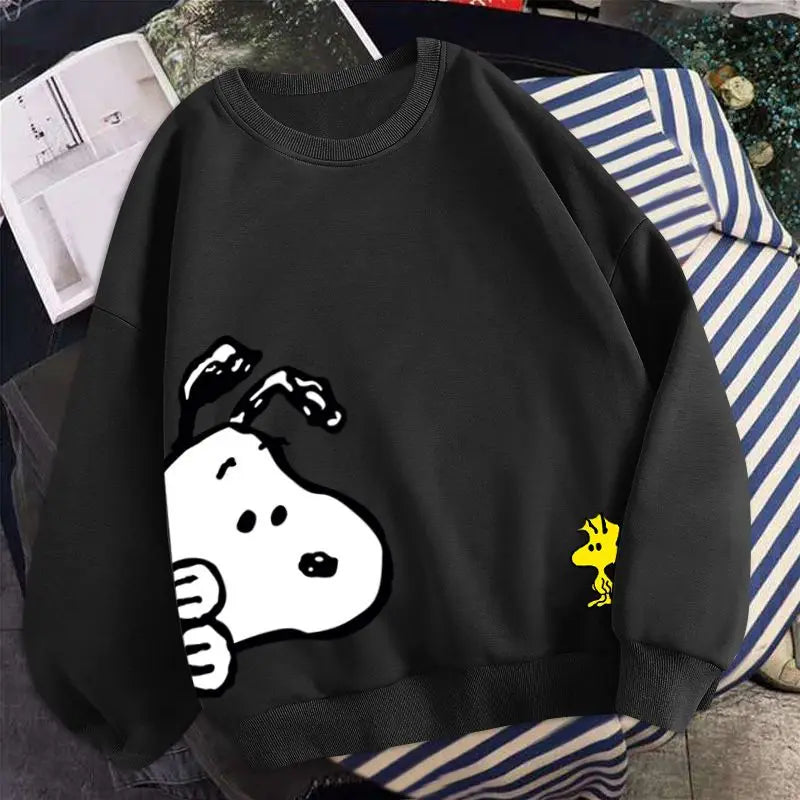 Snoopy Jungen- und Mädchenpullover mit dünnem Rundhalsausschnitt