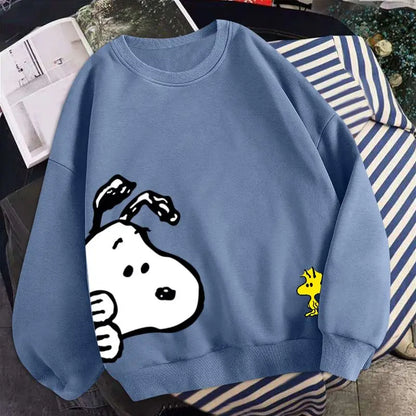 Snoopy Jungen- und Mädchenpullover mit dünnem Rundhalsausschnitt