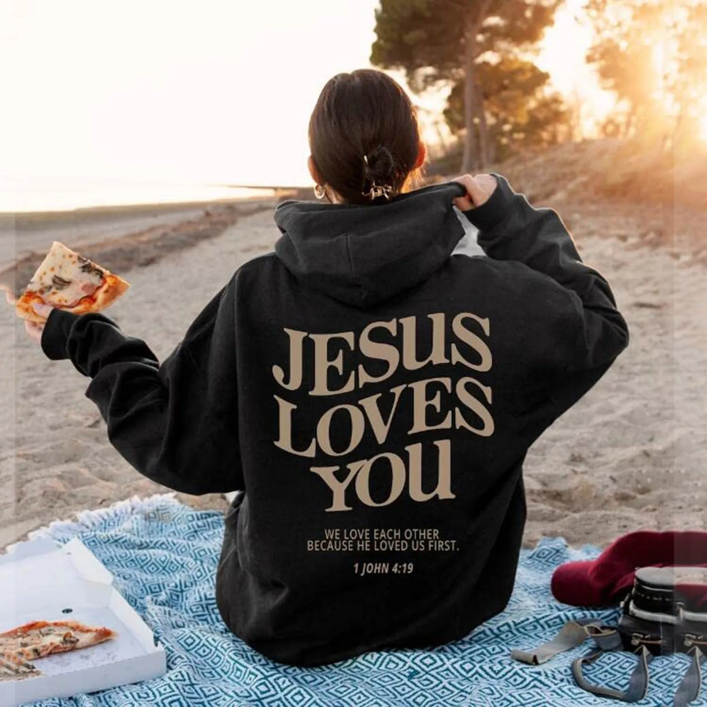 Jesus Liebt Dich Oversized Vintage Hoodie Damen