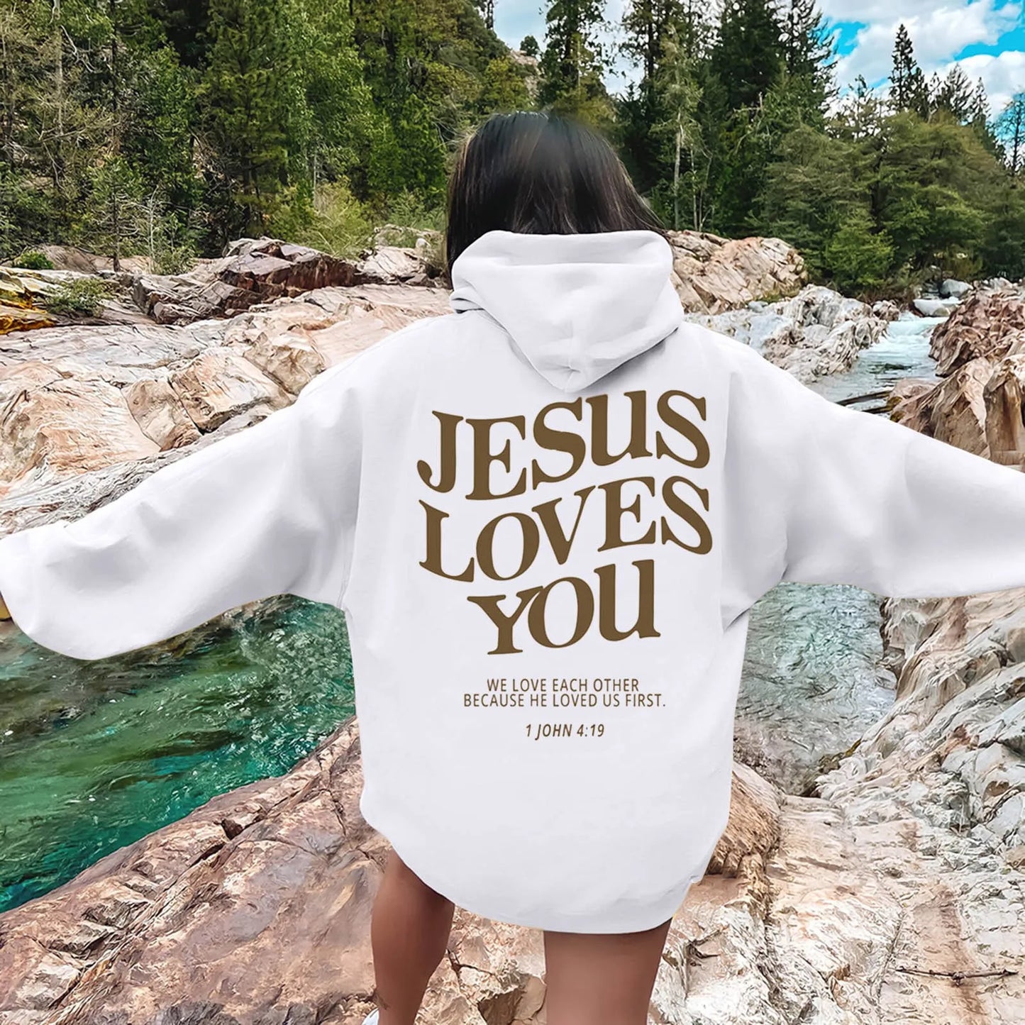 Jesus Liebt Dich Oversized Vintage Hoodie Damen