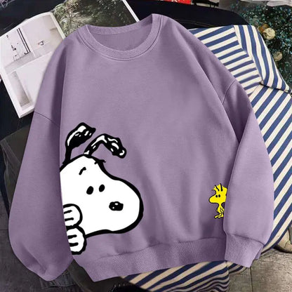 Snoopy Jungen- und Mädchenpullover mit dünnem Rundhalsausschnitt